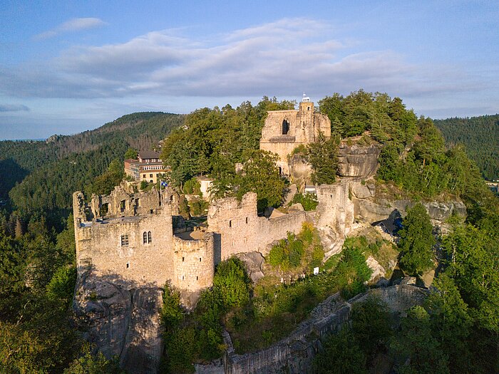 Vogelperspektive Burg und Kloster Oybin